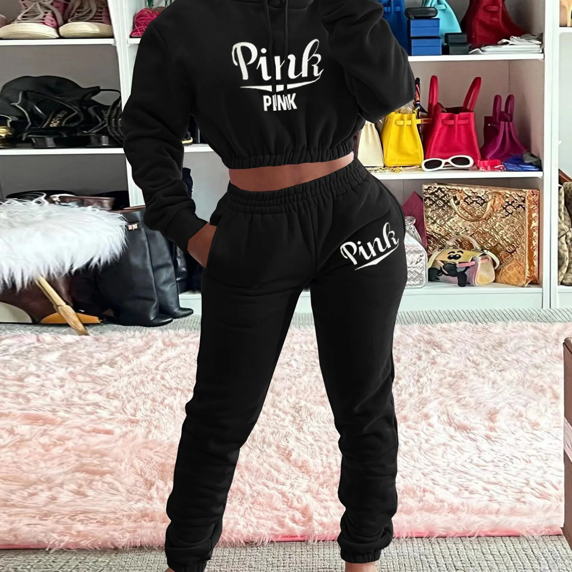 

2022 Autumn Winter Tracksuit Sweatshirts Tops and Pants Two Piece Suit Women Trousers Casual Sportwear Matching Set