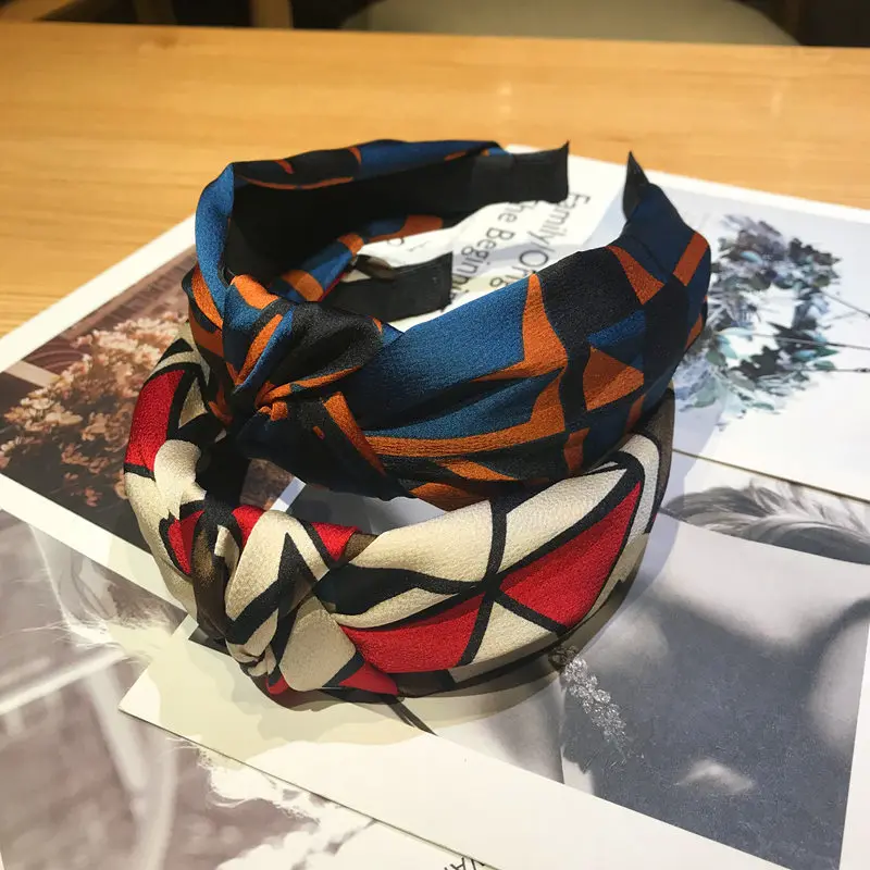 Модные женские милые принт большие цветы узел повязки для волос Винтаж Широкий