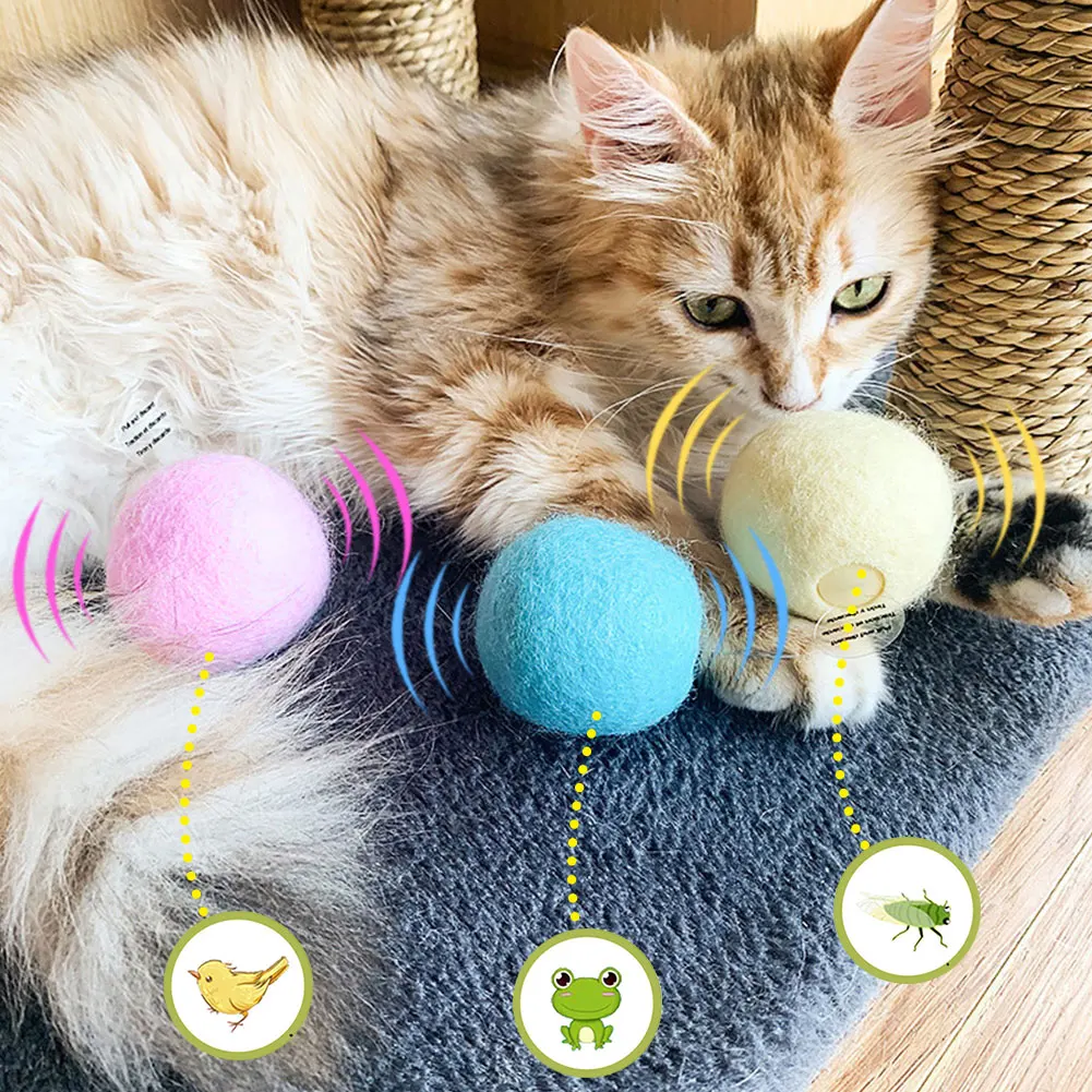 

Interactive Grinding Funny Ball Playing Kitten Chewing Training Sounding Pet Playing Smart Squeaky Kitty Plush Cat Toy Supplies