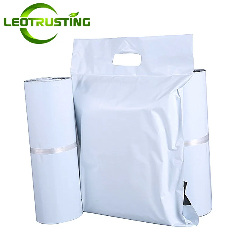 

10pcs Portable White Express Courier Tote Bags Thick Plastic Self-Sealing Adhesive Poly Envelope T-shirt Gift Mailing Pouches