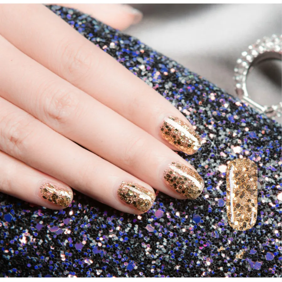 1 шт. продажа 12 Цветов лазерный декорированные золотыми блестками Уход за ногтями