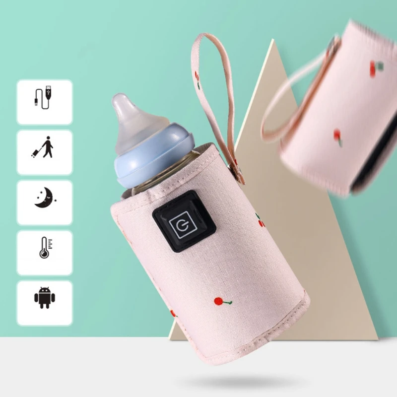 Портативная сумка для подогрева детских бутылочек с USB, дорожный подогреватель молока, бутылка для кормления младенцев с теплой крышкой D08C