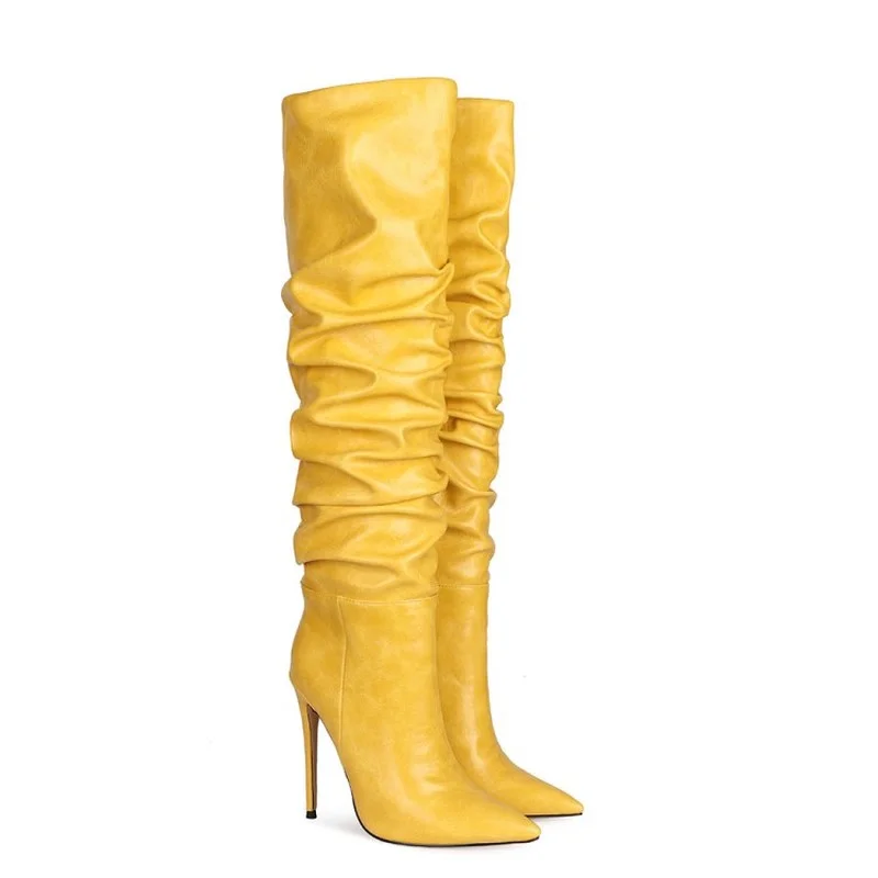 

Over Knee Boots Women's Super High Heels Show Thin Women's Boots Sexy Pointed Head Large 34-47 Large Long Legs High Boots