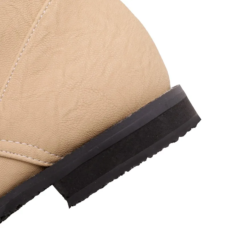 Большой размер 1 Британский стиль Круглый носок Ботинки и Martin на среднем каблуке