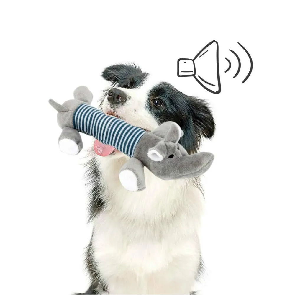 Squeak Chew Dog Cat Pet Toys Sound Dolls Dog Cat Fleece Pet Funny Plush Toys Elephant Duck Pig Fit for All Pets Durability