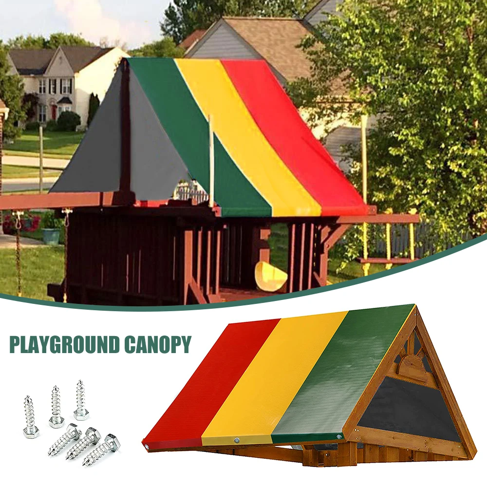

52"x89" Swing Set Replacement Tarp Waterproof Kids Playground Roof Canopy Cover Outdoor Swingset Slide Sun Shade