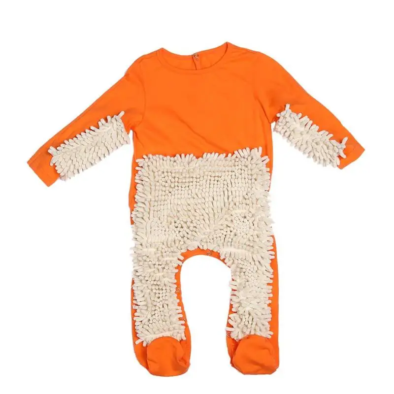 Прекрасная детская одежда с длинными рукавами; Детский комбинезон с шваброй для мальчиков и девочек; комбинезон с шваброй для уборки пола; сезон весна-осень; Одежда для новорожденных