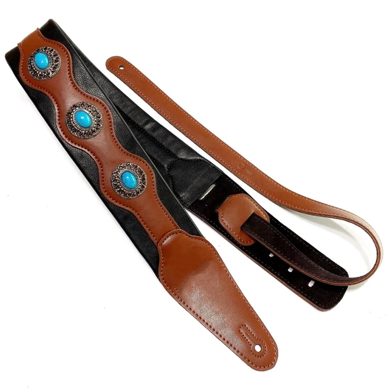 

Guitar Strap Ethnic Style Leather Adjustable Acoustic Electric Belt