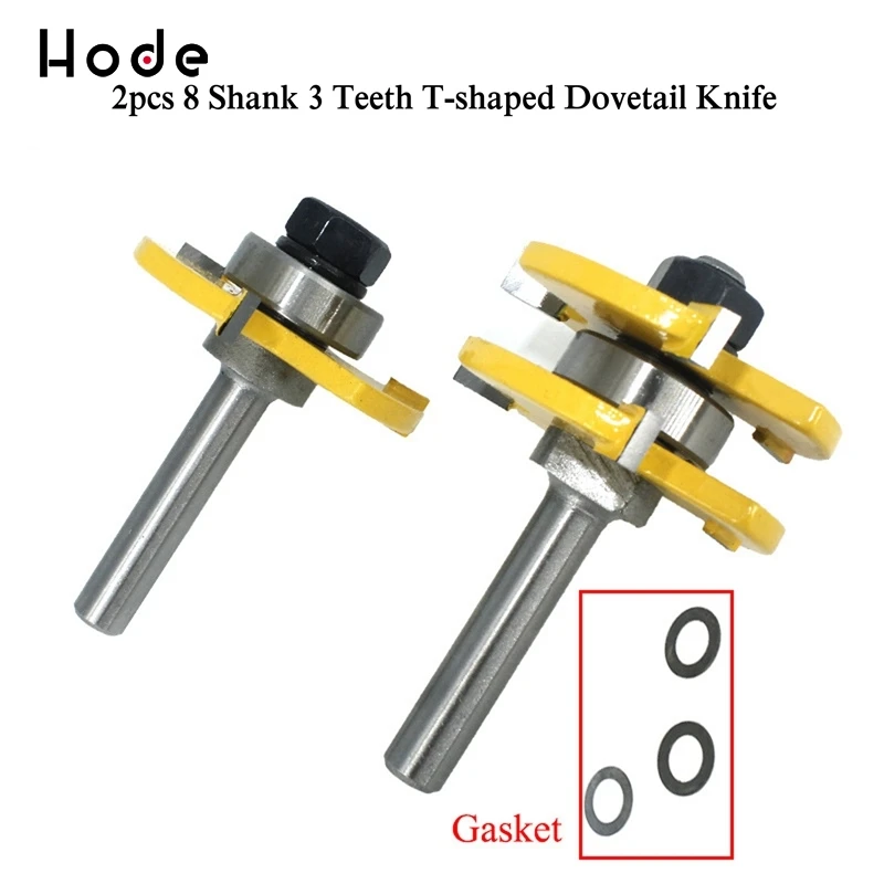 Набор Т-образных пазовых фрез 2 бита 3/4 дюйма хвостовик 1/4 для фрезерования