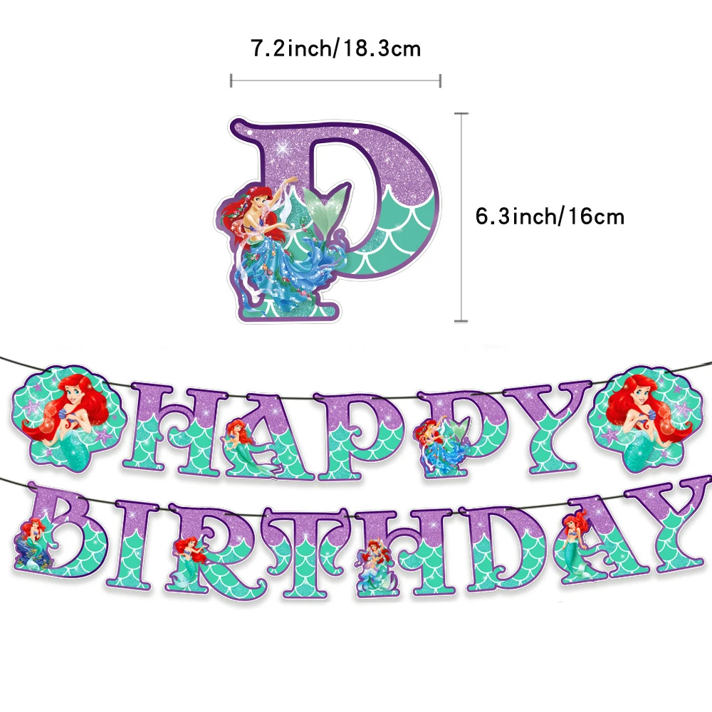 Набор Русалка Disney яркий баннер для торта в стиле Принцесса Ариэль на день