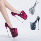 Туфли-лодочки женские на высоком каблуке 22 см, белые модные, с надписью, с круглым носком, на платформе, для вечеринки, свадьбы, большой размер 50