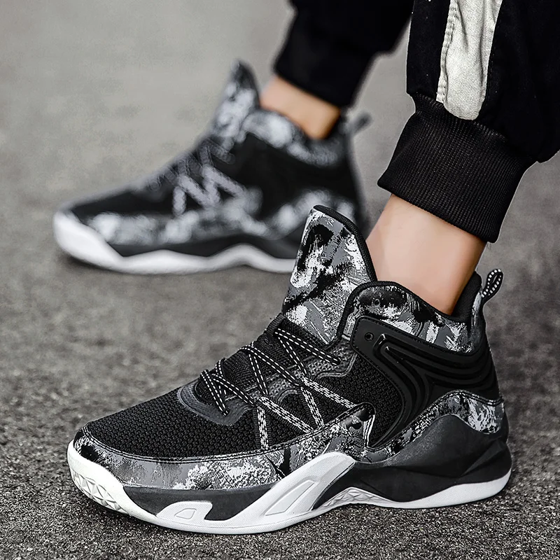 

White Basketball Shoe Men Plus Hot Sale Size Sport Shoe Mesh Breathable Weaving Fashion Sneakers Outdoor Couple Sneakers 36-46