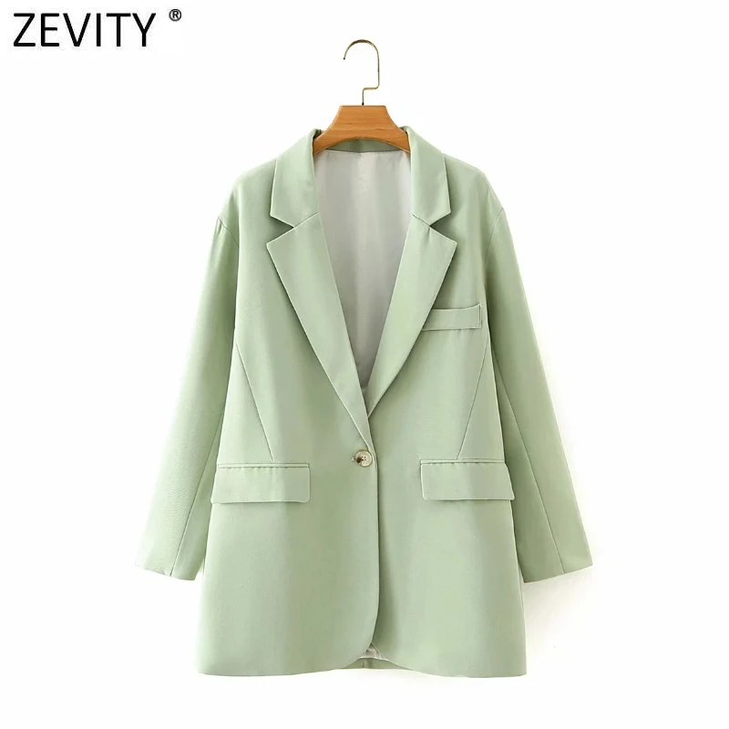 

Zevity Women Fashion One Button Solid Long Blazer Coat Vintage Long Sleeve Notched Collar Female Outerwear Chic Suits Tops CT556