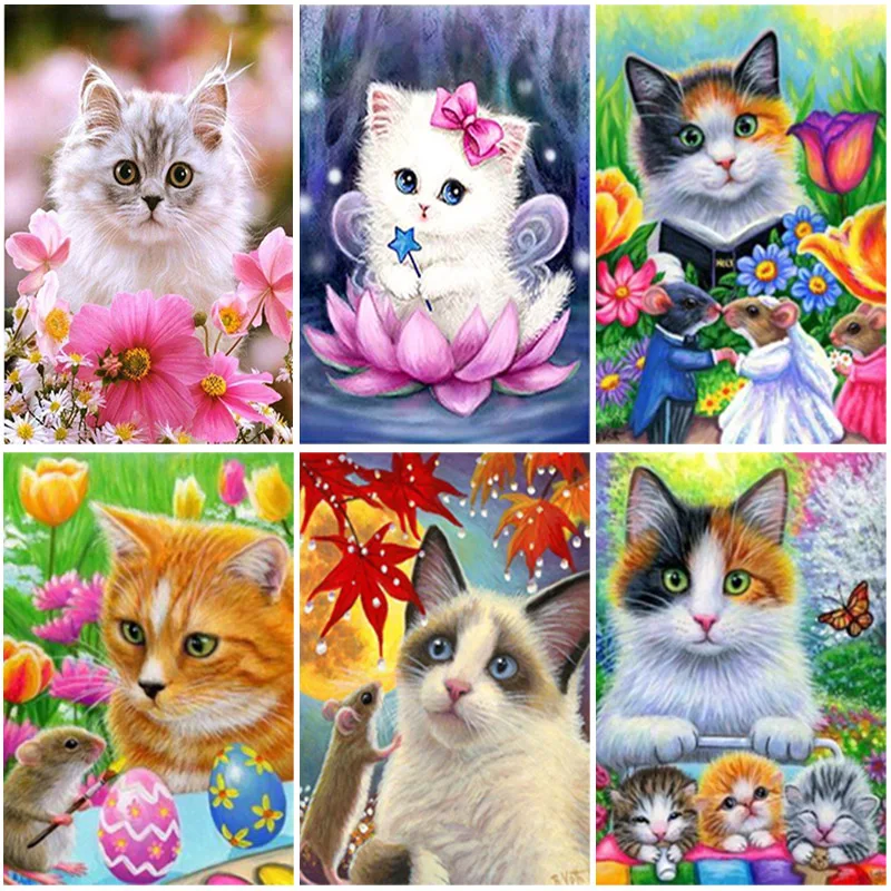 

DIY Cat 5D Diamond Painting Full Square Drill Resin Animal Diamond Embroidery Cross Stitch Mosaic Home Decor Wall Art Gift