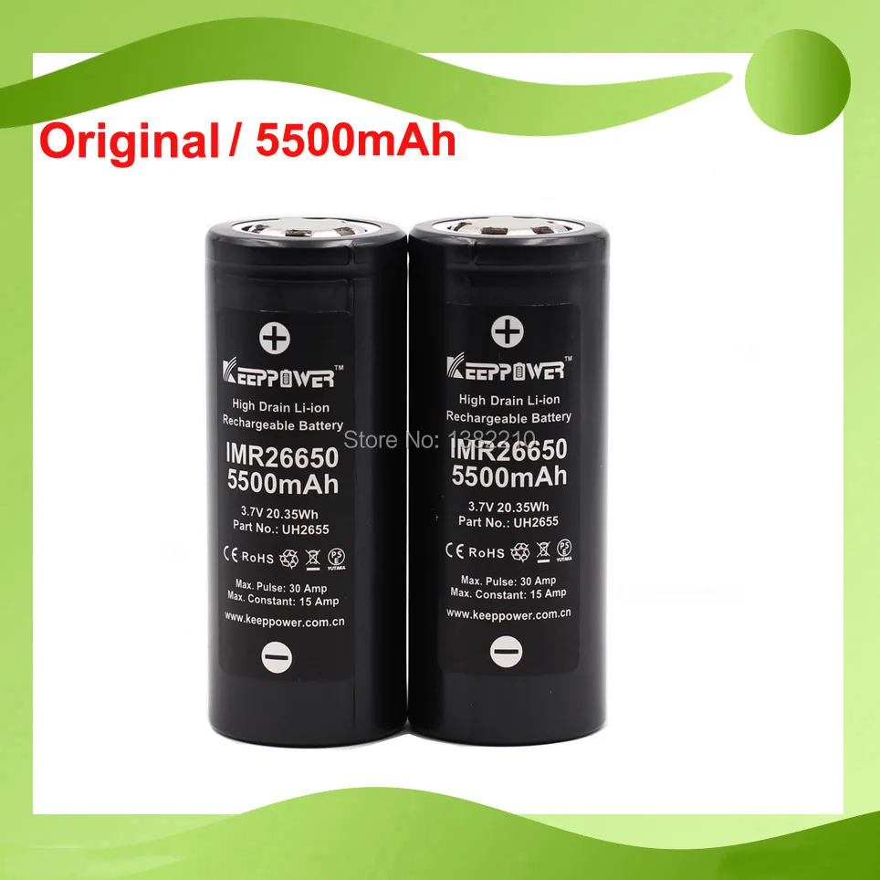 2 шт./лот новая модель Keeppower 3,7 V 26650 IMR26650 5500mAh Max 30A разрядная электронная сигарета батарея