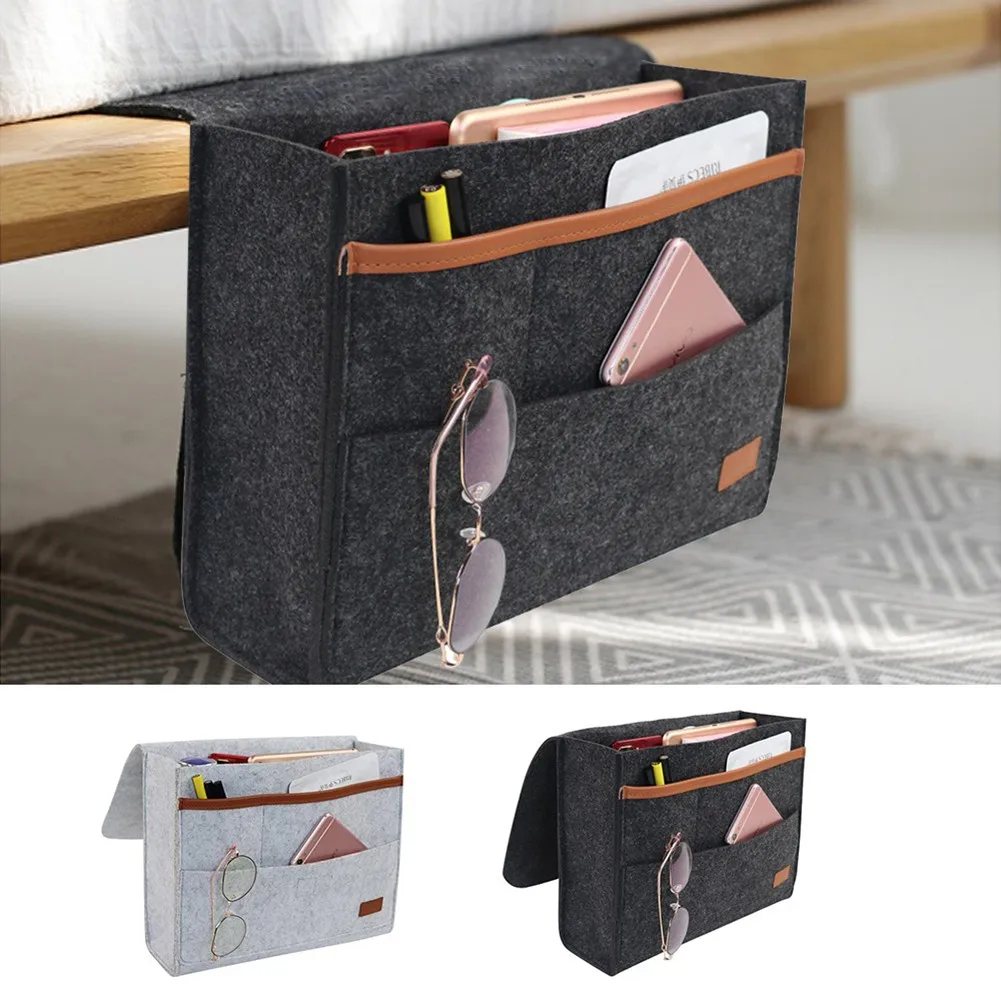 

2 Colors Felt Bedside Hanging Bag Sundries Sorting Storage Bag Bedside Storage Felt Hanging Bag Bedroom Organizer