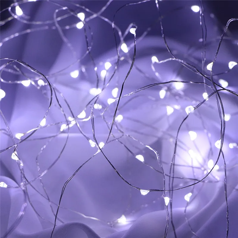 Fairy Lights AA Battery Powered 1M 10 2M 20 3M 30 5M 50 10M 100Leds Silver Led Copper Wire String Light Decorative | Освещение