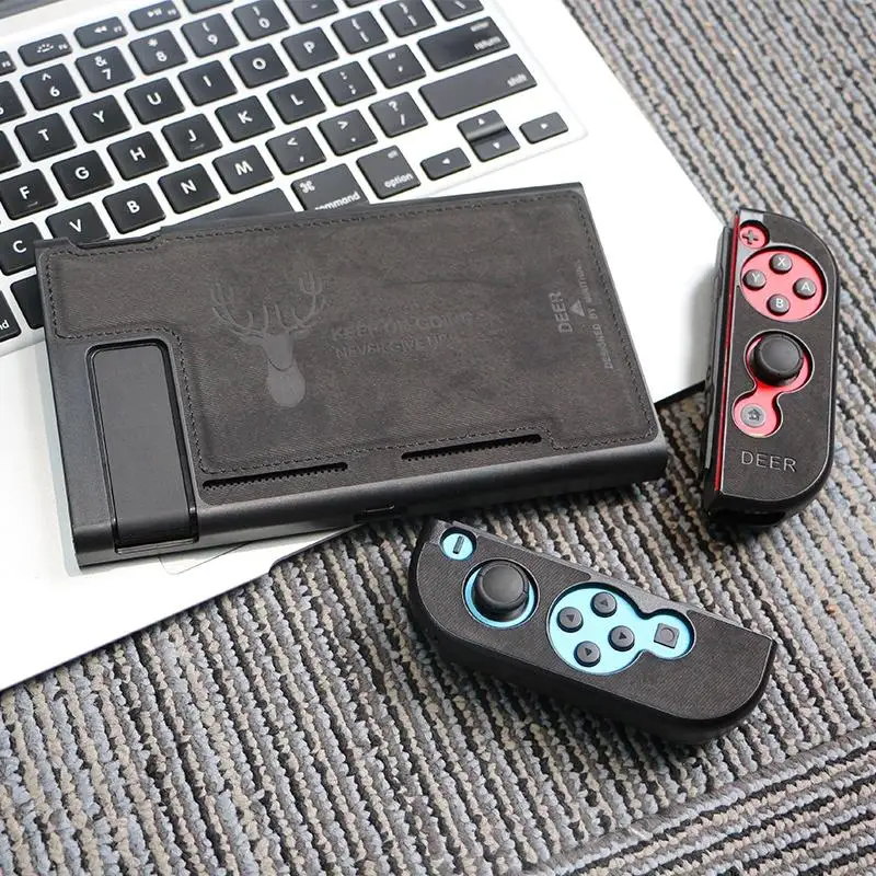 Black Shell Тканевый чехол, силиконовый защитный чехол для задней панели Joy-Con, защита от пота, для переключателя с переключателем, с защитой экрана - Цвет: Black Shell