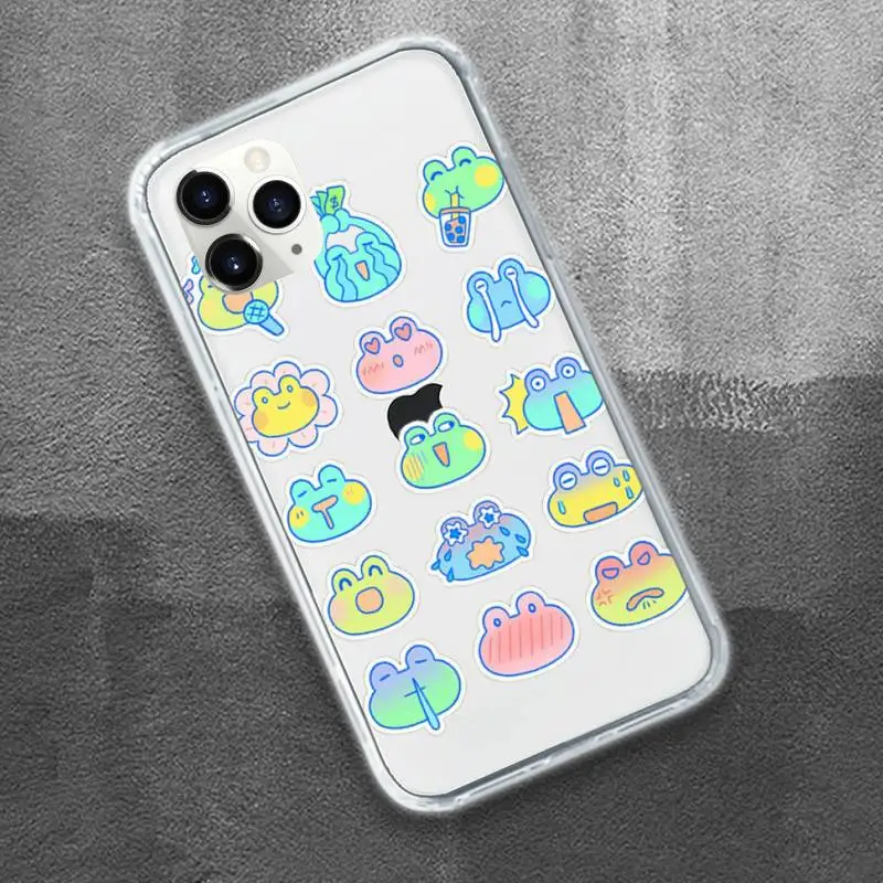 

Mint green Funny The Frog cute cartoon Phone Case Transparent for iPhone 11 12 mini pro XS MAX 8 7 6 6S Plus X 5S SE 2020 XR