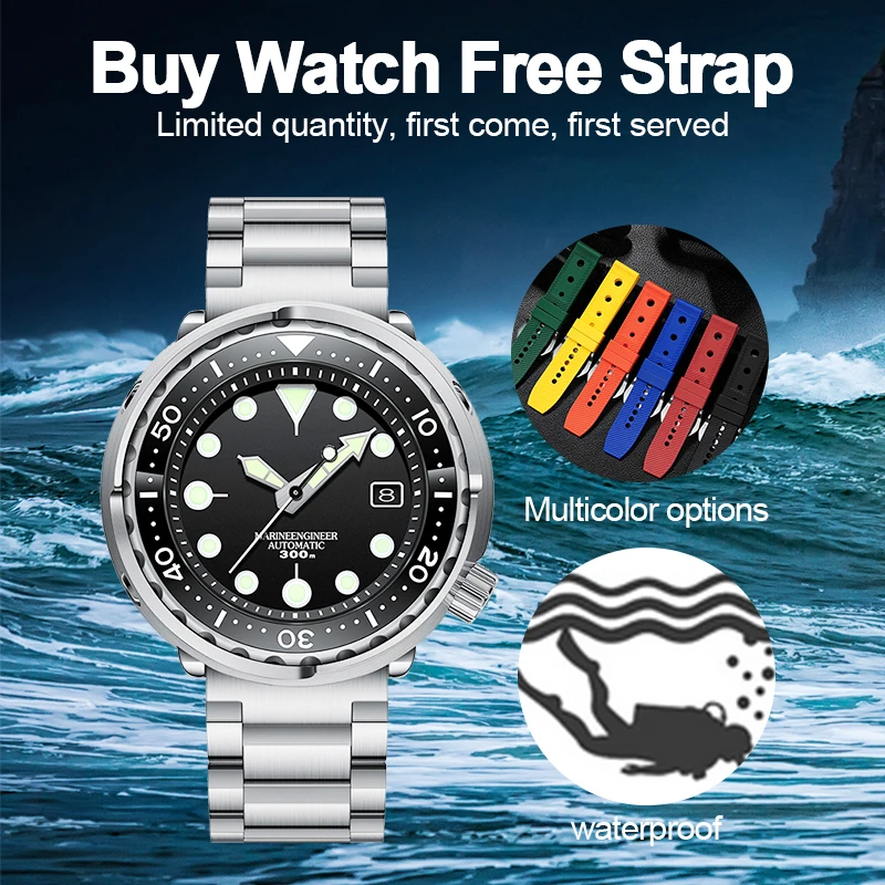 

Мужские механические наручные часы STEELDIVE 1975 с автоматическим наручным ремешком с неопределенным тунцом, водонепроницаемость 300 м, часы для ...