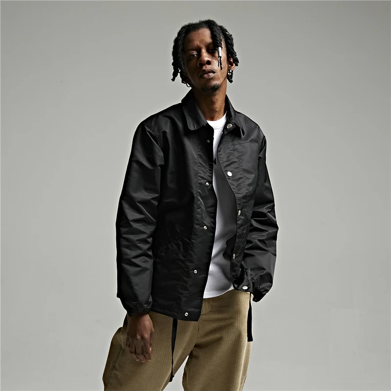 Черная синяя мужская тренерская куртка легкая водонепроницаемая кнопка для