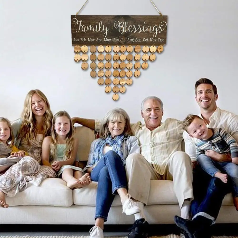 

Chritsmas Birthday Special Days Reminder Board Home Board Year Decoration Wooden Decor New Hanging Hanging Ornament Calenda P2W7