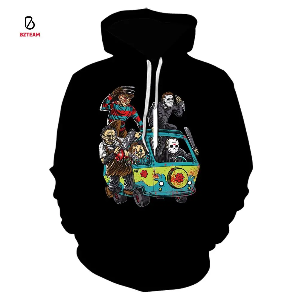 

BZTEAM 2021 New 3D Printed Horror Movie Men's and Women's Black Hoodie Sweatshirt Pullover Long Sleeve Oversized 6XL Autumn Spor