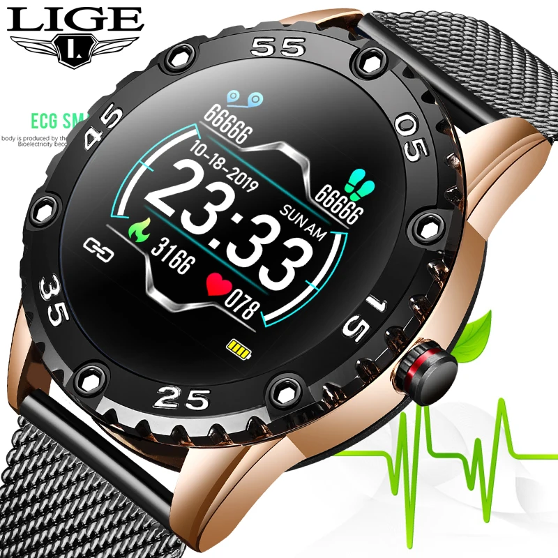 LIGE модные новые стальные Смарт часы мужские фитнес трекер водонепроницаемые