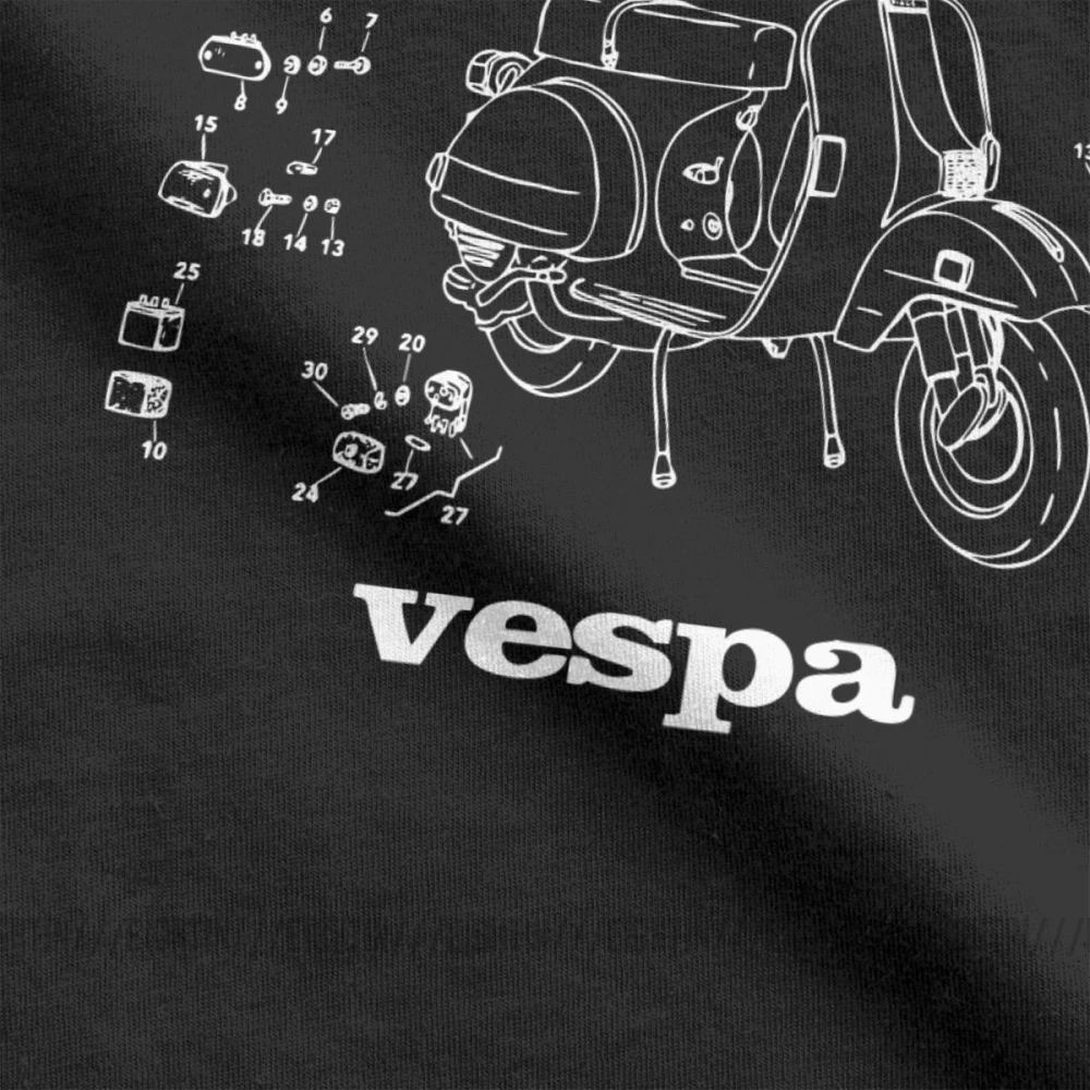 Vespa футболки запчасти скутер Италия уникальный ретро мотоцикл велосипед футболка мужская короткий рукав Винтаж тройники очищенный хлопок