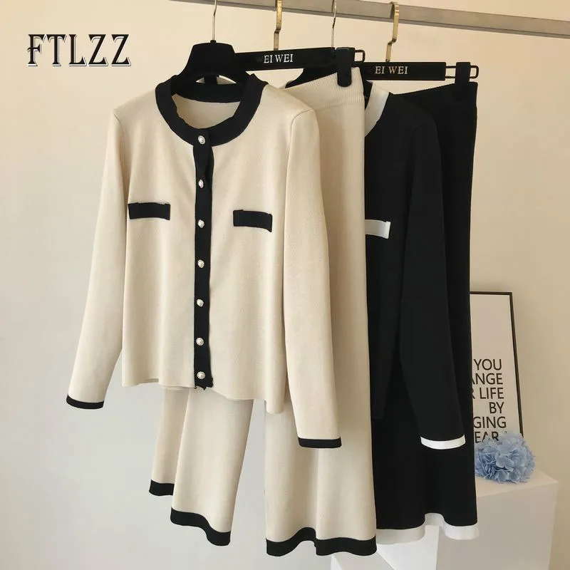 Женские Элегантные комплекты из двух предметов осень-зима однобортный свитер