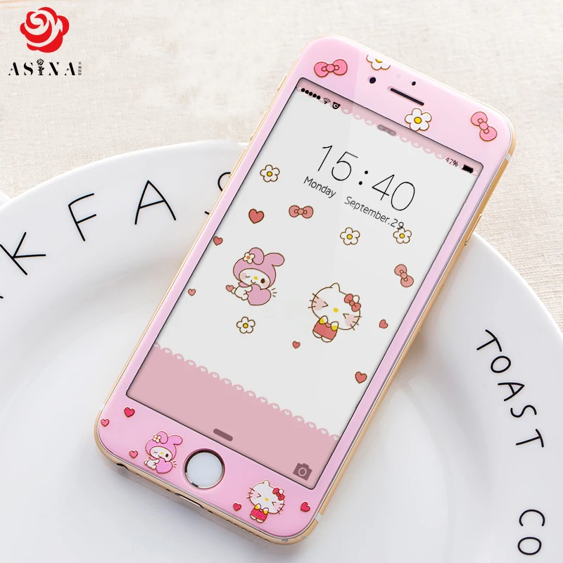 Милое закаленное стекло ASINA для iPhone 7 8 защитная пленка экрана 6 6s Plus 3d с мягкими