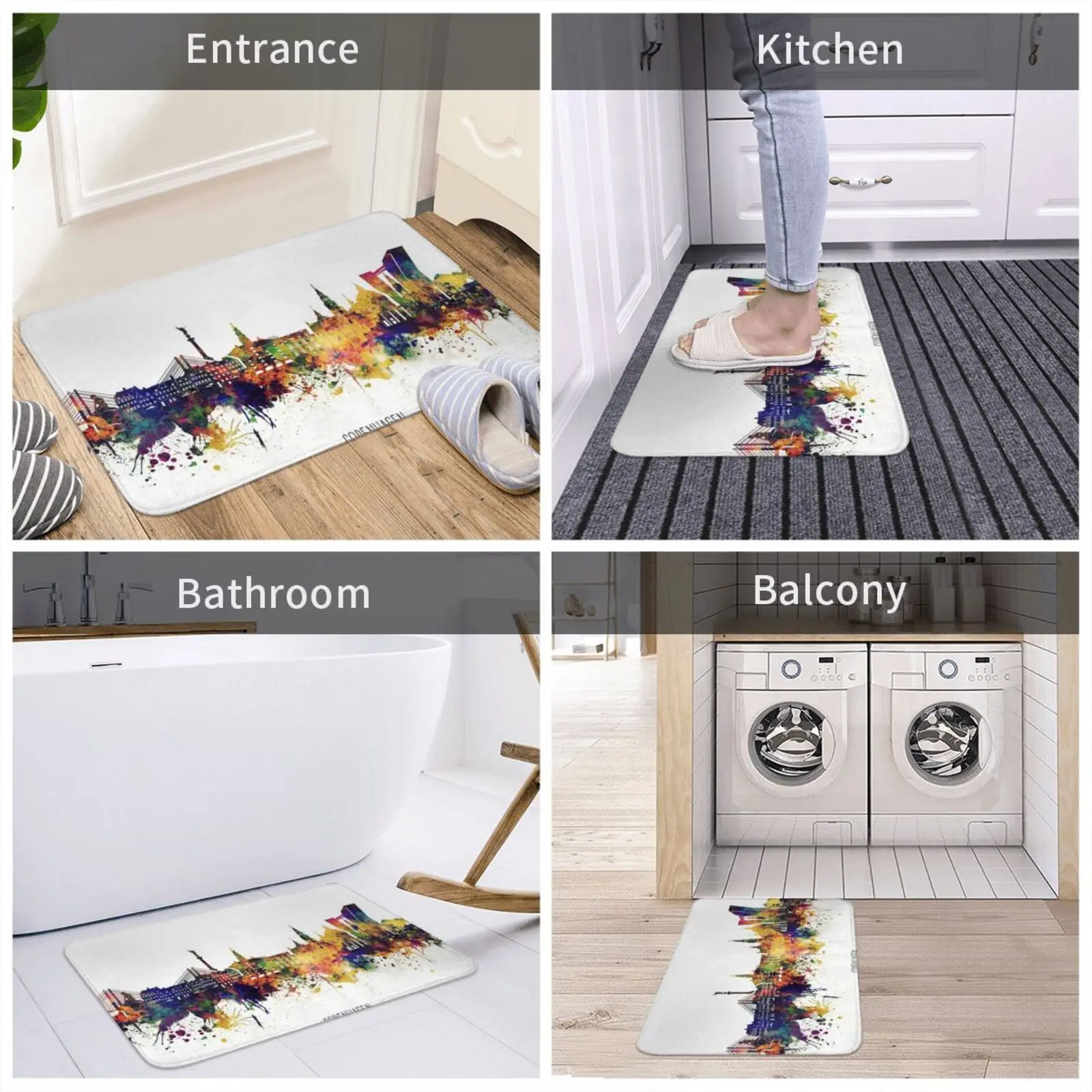 Ковровый коврик Копенгагена Skyline мягкий нескользящий Копенгаген Дания | Дом и сад