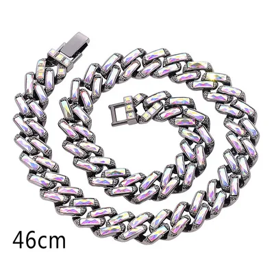 

Hip Hop Ice Sculpture Zircon 12mm Cuban Chain Glittering Full Diamond Hip Hop Rapper Men's Necklace Bracelet Men's Jewelry