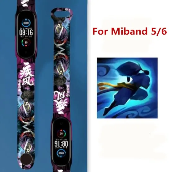 Браслет на запястье для Xiaomi Mi Band 5 6 силиконовый браслет с изображением лисы -