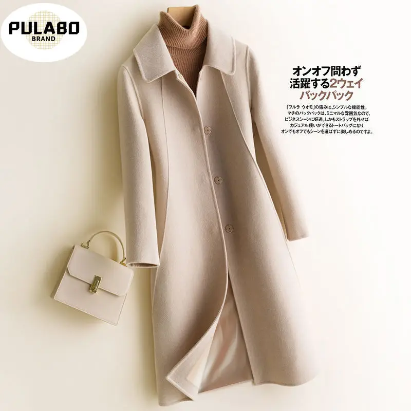 

Прямые продажи с фабрики, пальто 2021, женские осенне-зимние новые шерстяные длинные женские куртки выше колена