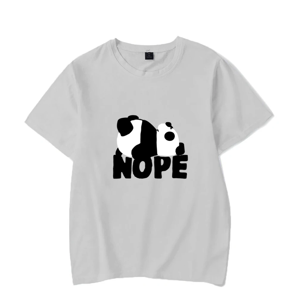 Женская свободная футболка с принтом панды из чистого хлопка коротким рукавом |