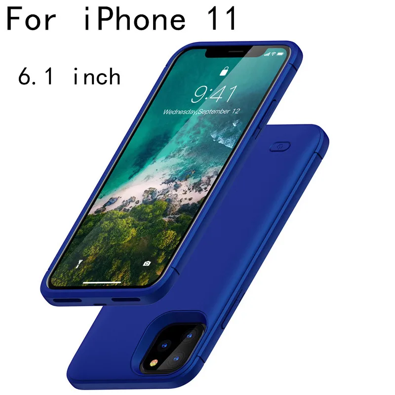 Чехол для зарядного устройства для iPhone 11, чехол для зарядного устройства с зарядным устройством для iPhone 11 Pro Max, тонкий внешний чехол для зарядки, поддержка аудио - Цвет: i11-Blue