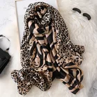 Платок женский Шелковый, 180x90 см, с леопардовым принтом, для пляжа, хиджаба, для лета, 2021