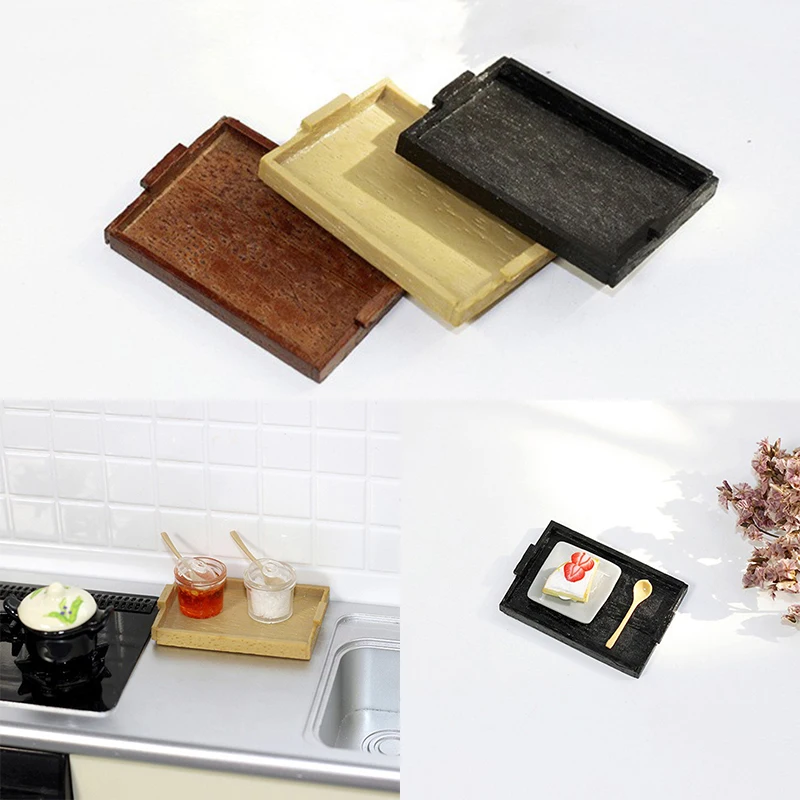 

1/12 миниатюрная деревянная тарелка для кукольного домика, ретро лоток для кукольного домика, Кухонное украшение, Новинка