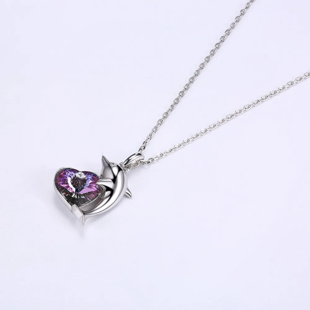 

SLN001 Original 100% 925 Sterling Silver purple Gem CZ Zircon Pendant Necklace Fashion Wedding Jewelry Gift Accessories