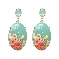 retro resin printing earrings exaggerated personality earrings european and american women fashion earrings jewelry
