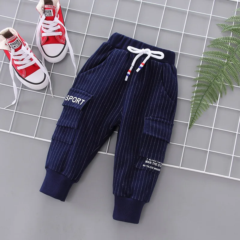 Модные спортивные длинные штаны в полоску с буквенным принтом для мальчиков от 0