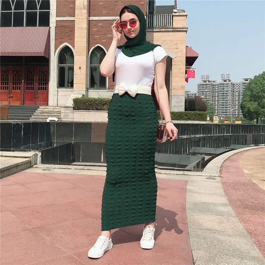 Мусульманская женская юбка облегающее эластичное длинное платье карандаш макси