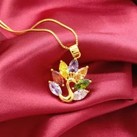 clavicle chain female colorful zircon peacock pendant necklace yellow gold filled charm jewelry gift