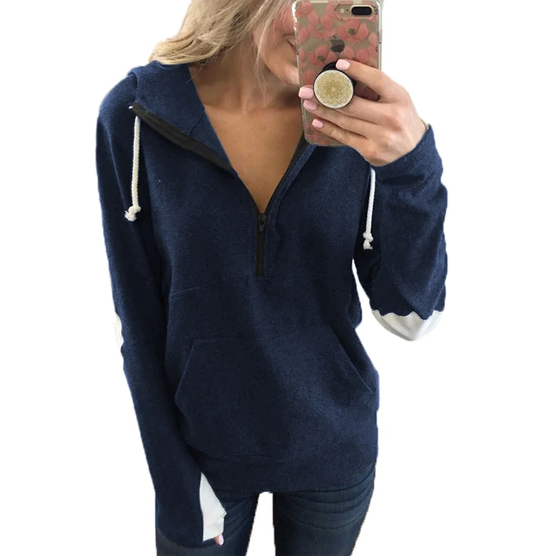 Женская Повседневная Толстовка с капюшоном на молнии длинным рукавом модель SJ4089R