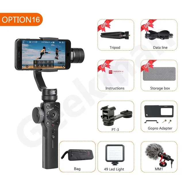 ZHIYUN Smooth 4 Q2 смартфон ручной 3 оси Gimbal стабилизатор Экшн камера Steadicam для телефона Gopro SJCAM pk DJI OSMO Карманный - Цвет: Option 7