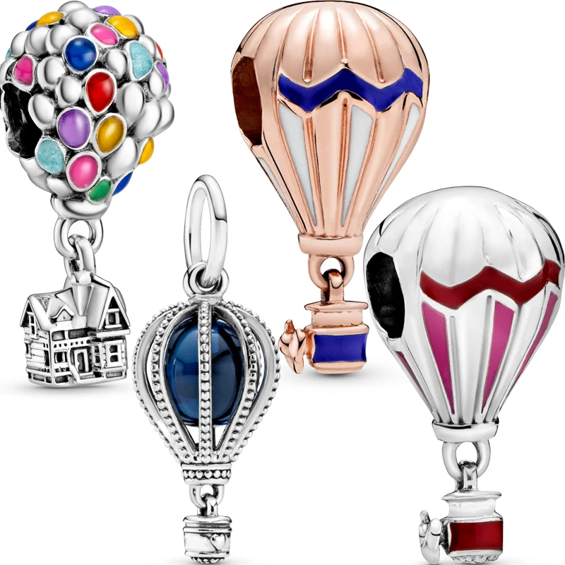 

2020 Hot style rose Blue air balloon Charm silver colour beads Charms Fit Original Pandora Bracelet Bangles Jewelry making