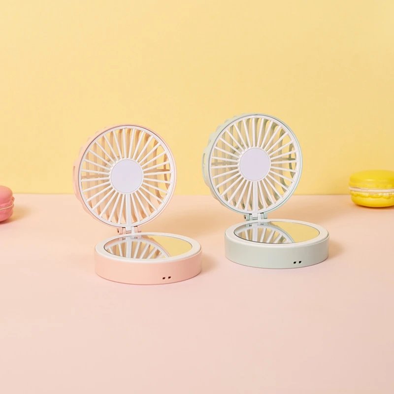 

Top Deals Folding Handheld USB Portable Mini Charging Fan with Makeup Mirror