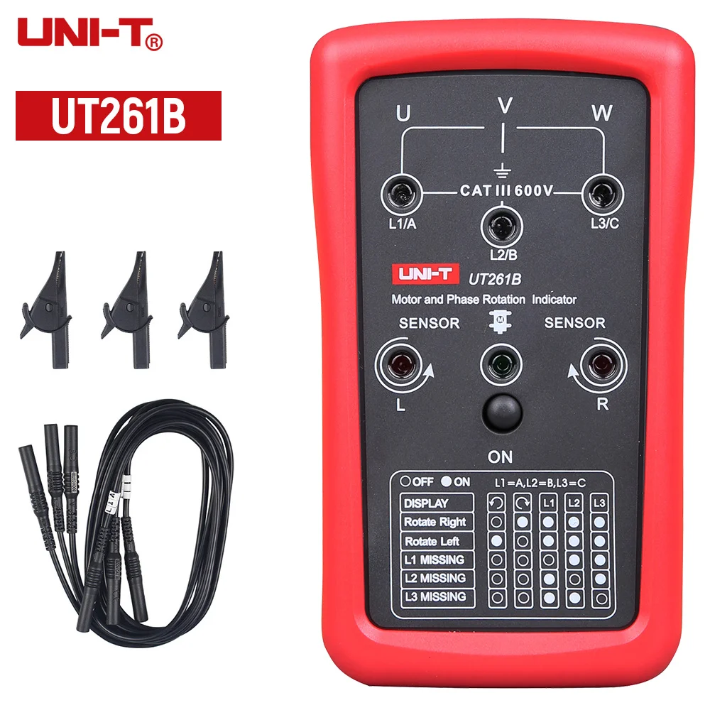 

UNI-T UT261B Phase Dequence Meter Motor Rotation Direction 3 Phase Magnetic Field Lack Phase Measurement Tester CA