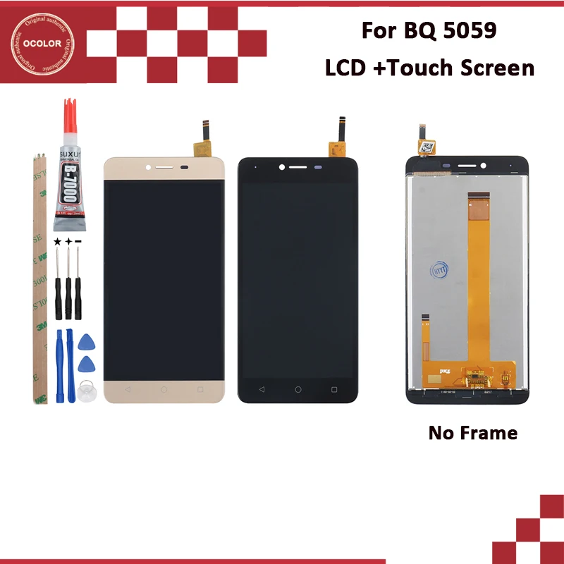 Оcolor для BQ 5059 ЖК-дисплей и сенсорный экран 5.0 Проверенные аксессуары для телефона BQS BQS-5059 с инструментами клея.